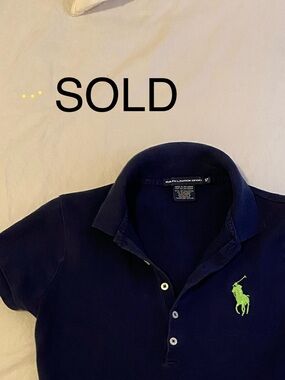 Ralph Lauren Navy Polo with Lime Pony Embroidery